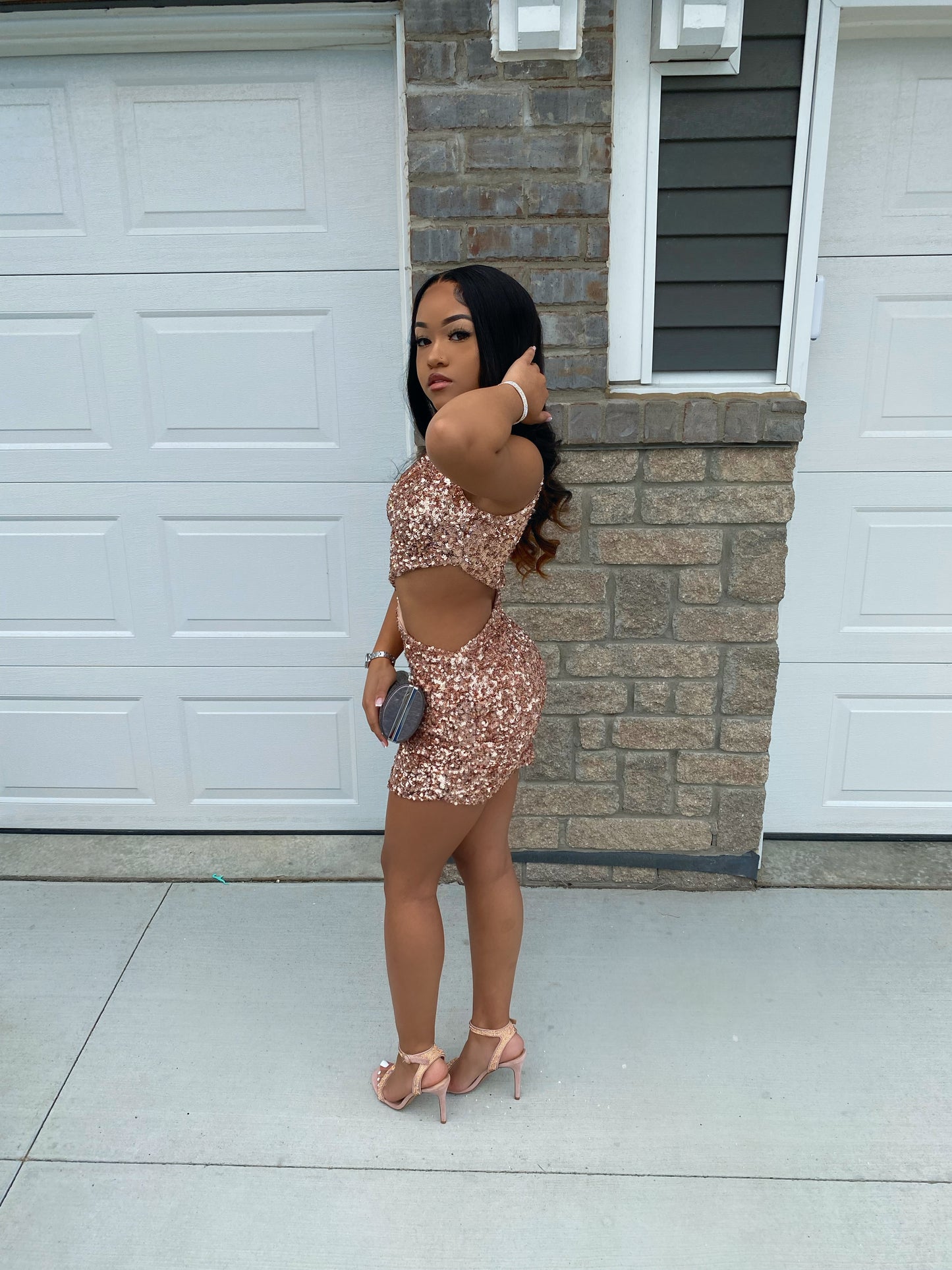 Cut Out Sequin Dress