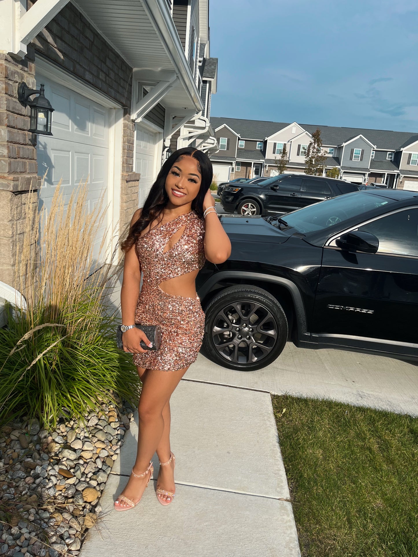 Cut Out Sequin Dress