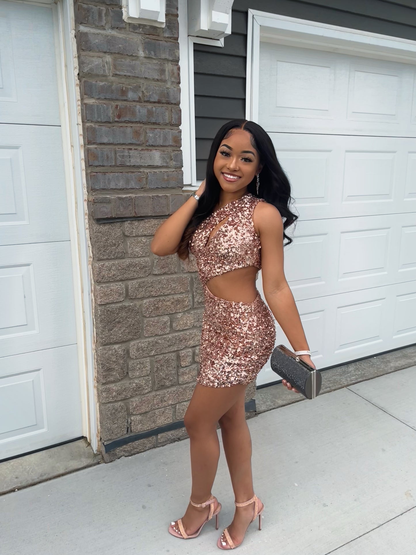 Cut Out Sequin Dress